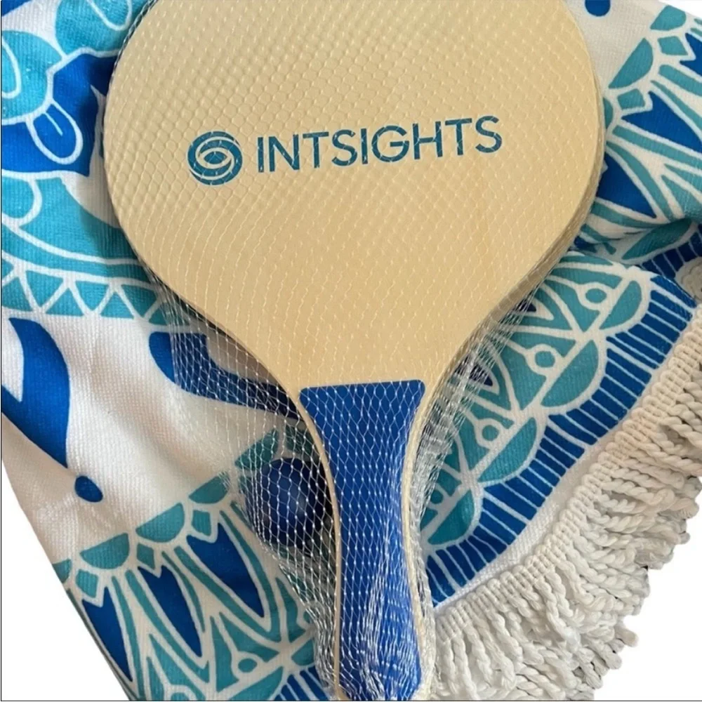 Mandala Round Fringe Towel, Paddle Racquets and Cooler